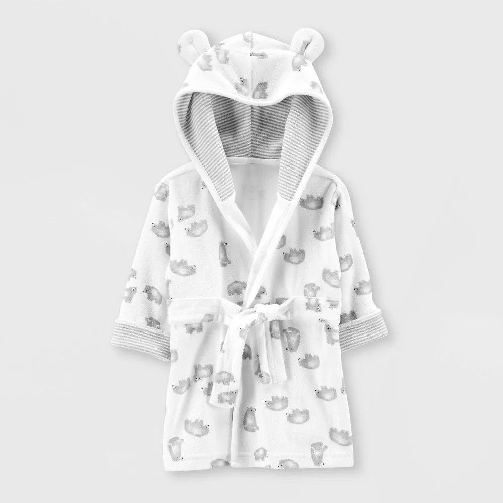 Carter’s -One Size - Cozy Kids Pajamas with Bear Ears - White and Gray